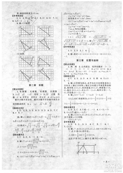 安徽人民出版社2021初中版暑假大串联数学八年级北京师范教材适用答案