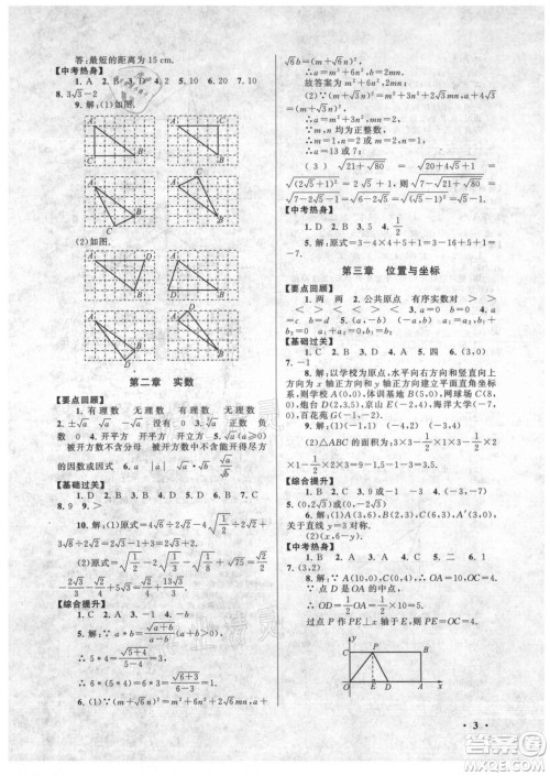 安徽人民出版社2022暑假大串联数学八年级北京师范教材适用答案