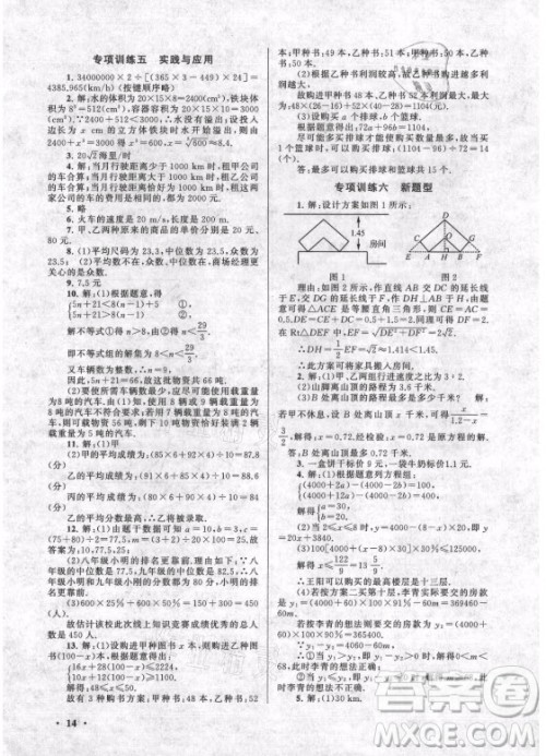 安徽人民出版社2021初中版暑假大串联数学八年级北京师范教材适用答案