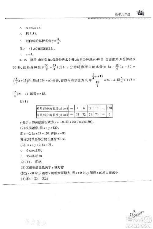 山西教育出版社2021快乐暑假八年级数学华东师大版答案 山西教育出版社2021快乐暑假八年级数学华东师大版答案