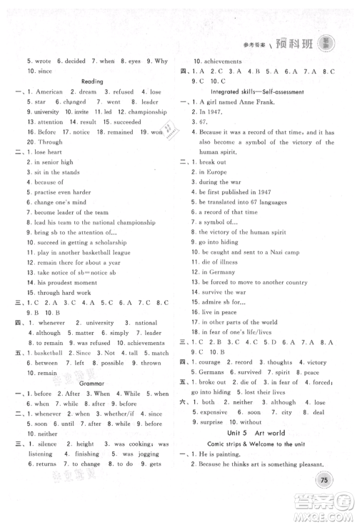 宁夏人民教育出版社2021经纶学典暑期预科班八年级英语江苏版参考答案 宁夏人民教育出版社2021经纶学典暑期预科班八年级英语江苏版参考答案