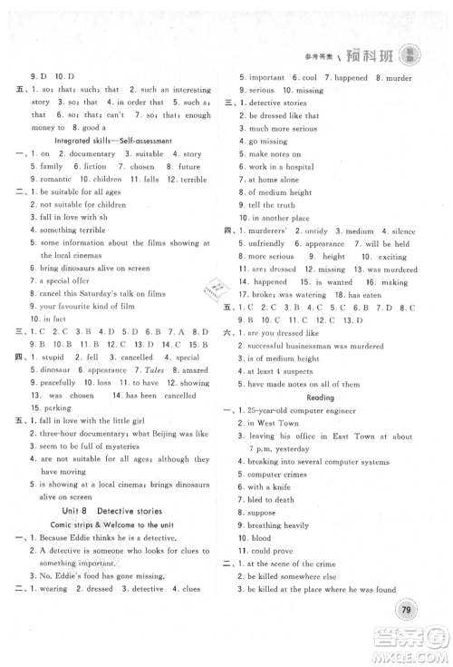 宁夏人民教育出版社2021经纶学典暑期预科班八年级英语江苏版参考答案 宁夏人民教育出版社2021经纶学典暑期预科班八年级英语江苏版参考答案
