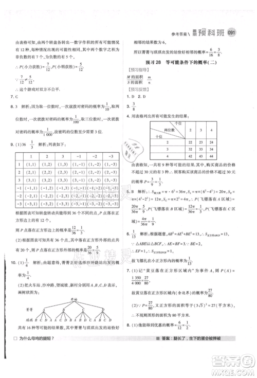 宁夏人民教育出版社2021经纶学典暑期预科班八年级数学江苏版参考答案 宁夏人民教育出版社2021经纶学典暑期预科班八年级数学江苏版参考答案