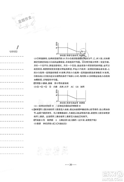安徽教育出版社2021暑假作业七年级生物人教版答案