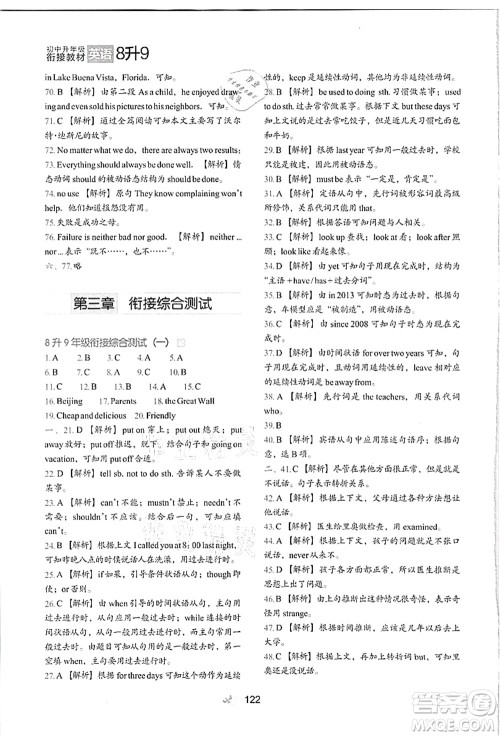 河北教育出版社2021初中升年级衔接教材8升9年级英语答案 河北教育出版社2021初中升年级衔接教材8升9年级英语答案