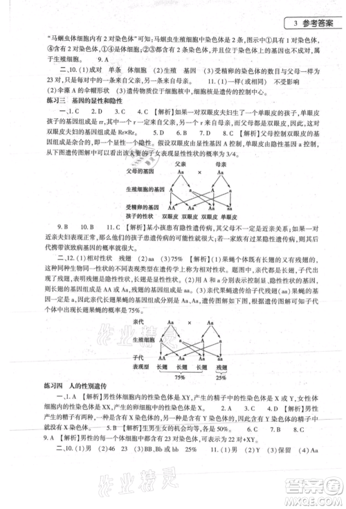 大象出版社2021生物学暑假作业本八年级人教版参考答案
