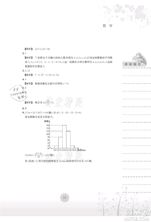 安徽教育出版社2021暑假生活八年级数学通用版S参考答案