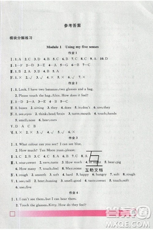 上海大学出版社2021暑假作业导与练英语三年级上海专版答案