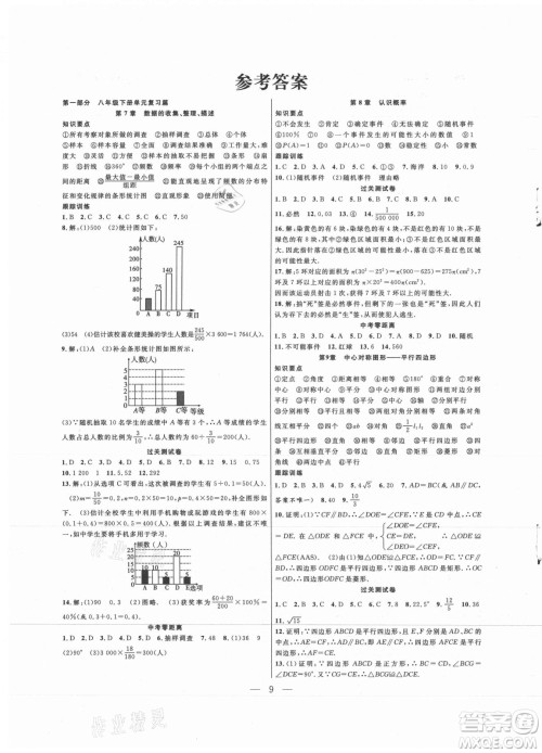 合肥工业大学出版社2021暑假总动员八年级数学SK苏科版答案