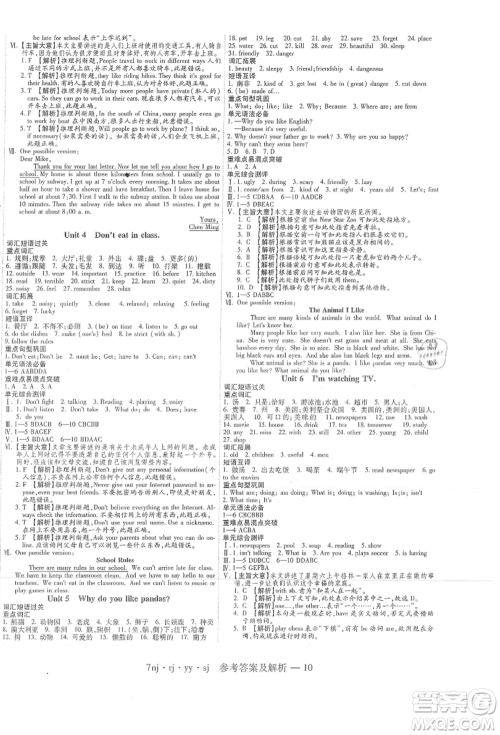 湖南科学技术出版社2021U计划七年级英语人教版参考答案 湖南科学技术出版社2021U计划七年级英语人教版参考答案