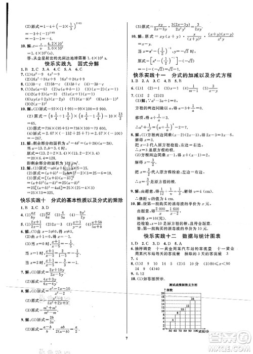 延边教育出版社2021快乐实践暑假作业七年级劳育安全与数理答案