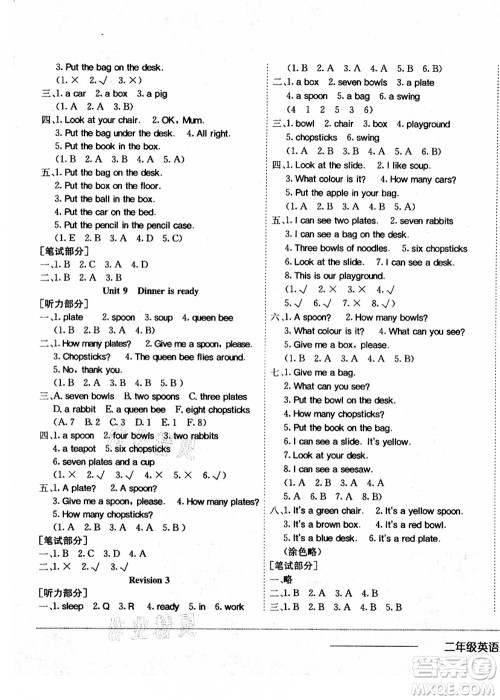 龙门书局2021黄冈小状元作业本二年级英语上册HN沪教牛津版答案 龙门书局2021黄冈小状元作业本二年级英语上册HN沪教牛津版答案