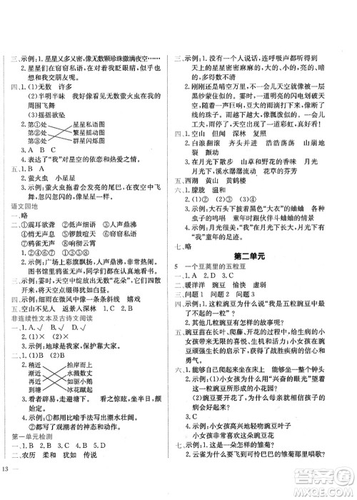 龙门书局2021黄冈小状元作业本四年级语文上册R人教版答案 龙门书局2021黄冈小状元作业本四年级语文上册R人教版答案