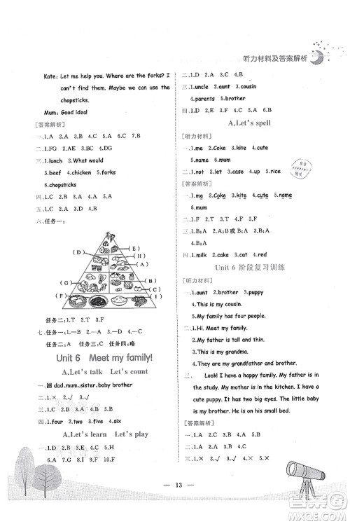 龙门书局2021黄冈小状元作业本四年级英语上册RP人教PEP版广东专版答案