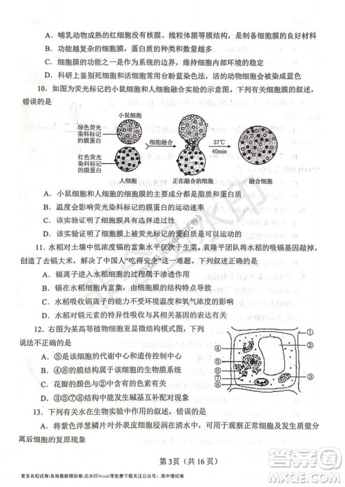河南省郑州外国语学校2021-2022学年高三开学摸底测试生物试题及答案 河南省郑州外国语学校2021-2022学年高三开学摸底测试生物试题及答案