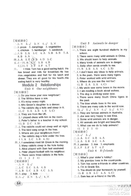 龙门书局2021黄冈小状元作业本六年级英语上册HN沪教牛津版答案 龙门书局2021黄冈小状元作业本六年级英语上册HN沪教牛津版答案