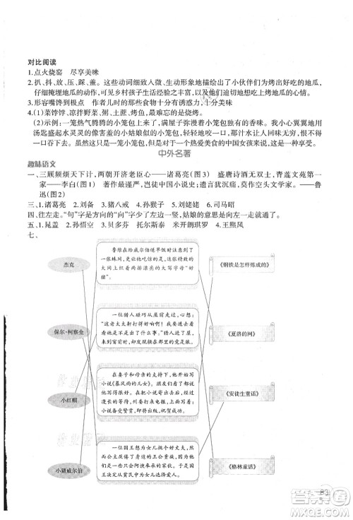 辽宁师范大学出版社2021暑假乐园四年级语文答案