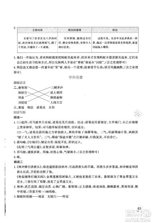 辽宁师范大学出版社2021暑假乐园五年级语文答案