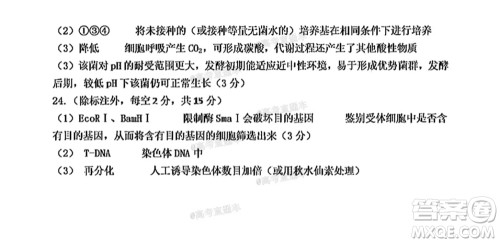 河北五校联盟2022届新高三摸底考试生物试题及答案