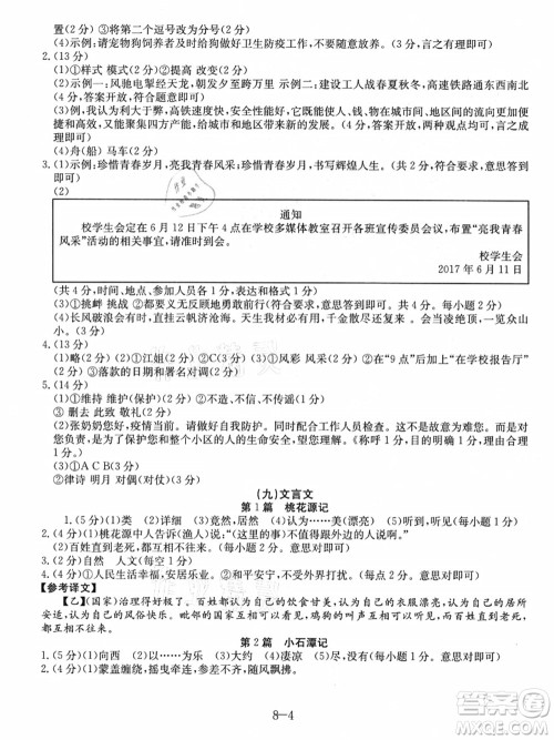 合肥工业大学出版社2021假期冲浪八年级语文人教版答案