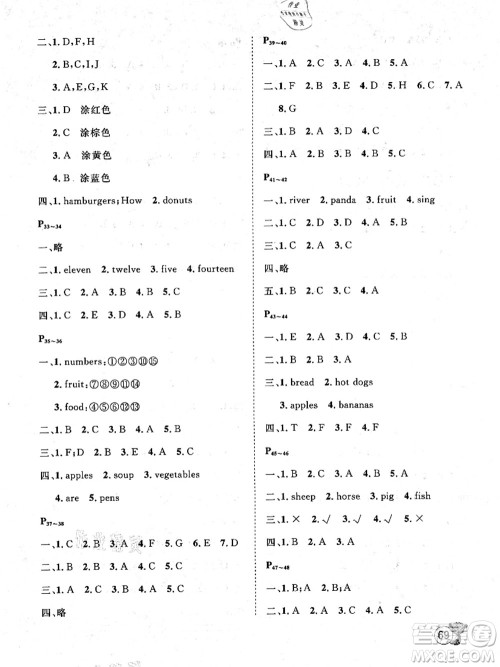 河北少年儿童出版社2021桂壮红皮书暑假天地三年级英语冀教版答案