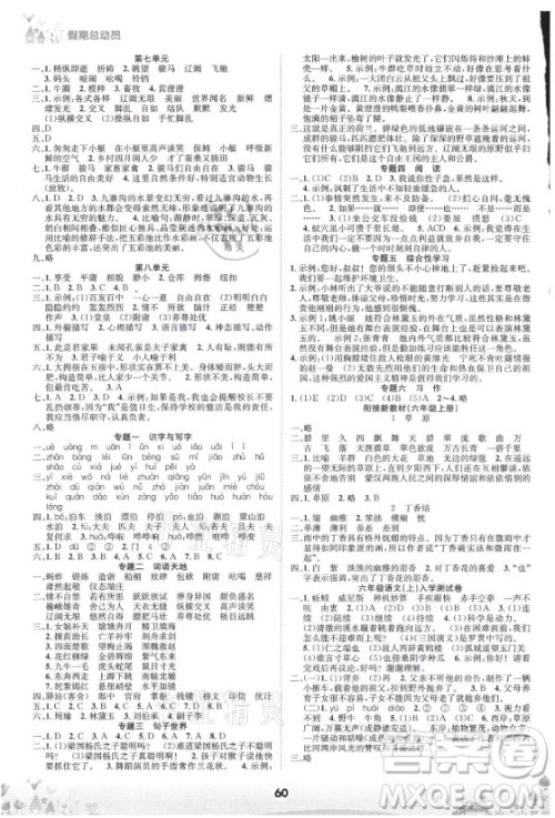 四川师范大学电子出版社2021假期总动员年度总复习语文五年级下册人教版答案