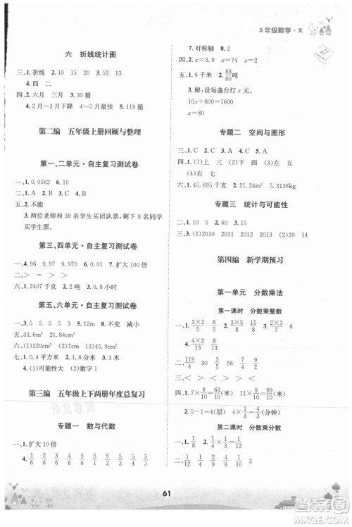 四川师范大学电子出版社2021假期总动员年度总复习数学五年级下册西师大版答案 四川师范大学电子出版社2021假期总动员年度总复习数学五年级下册西师大版答案