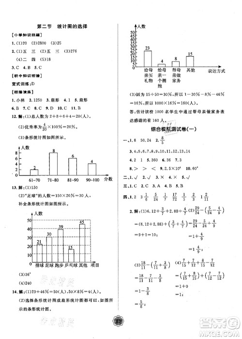 河北少年儿童出版社2021桂壮红皮书暑假天地小升初衔解教材数学答案