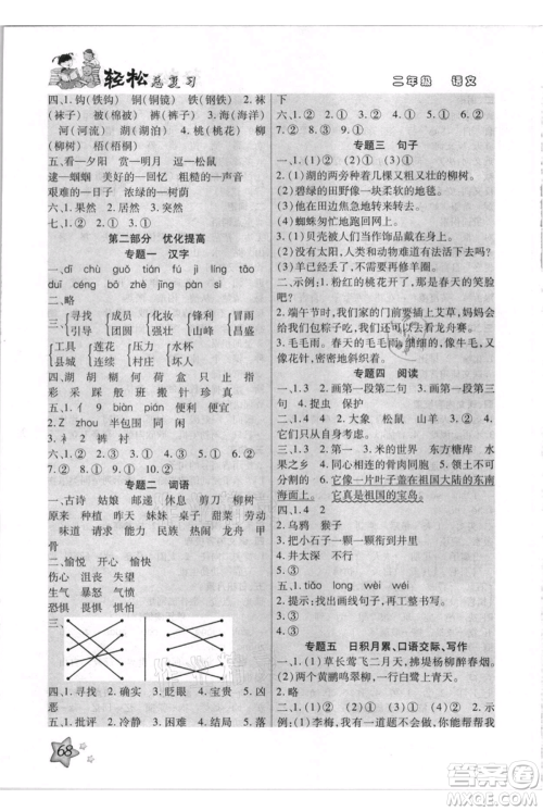 河北少年儿童出版社2021轻松总复习期末测试快乐暑假二年级语文参考答案 河北少年儿童出版社2021轻松总复习期末测试快乐暑假二年级语文参考答案