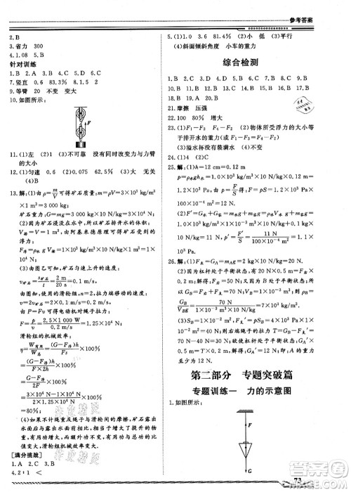 北京工业大学出版社2021假期生活指导八年级物理答案