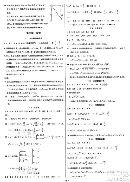 电子科技大学出版社2021阳光假期年度总复习七年级数学B北师大版答案