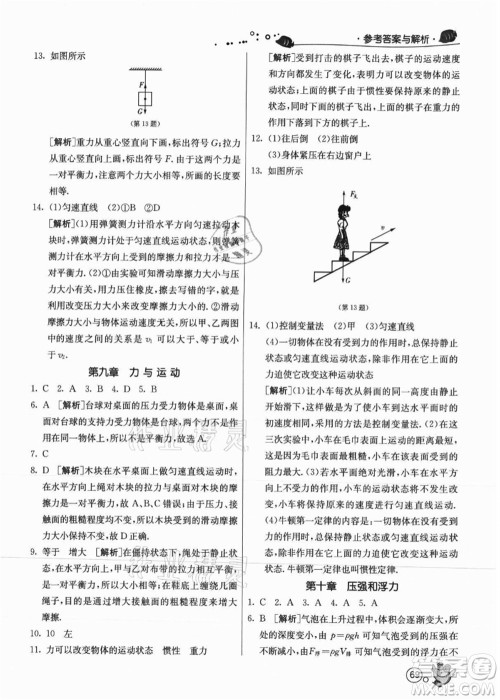 江苏人民出版社2021快乐暑假八年级物理JSKJ苏教版答案