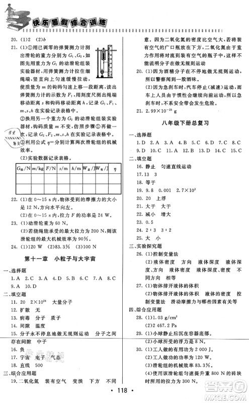 北京时代华文书局2021快乐暑假综合训练八年级物理答案