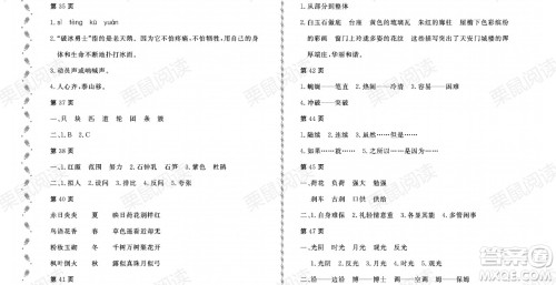 黑龙江少年儿童出版社2021阳光假日暑假四年级语文人教版大庆专用答案