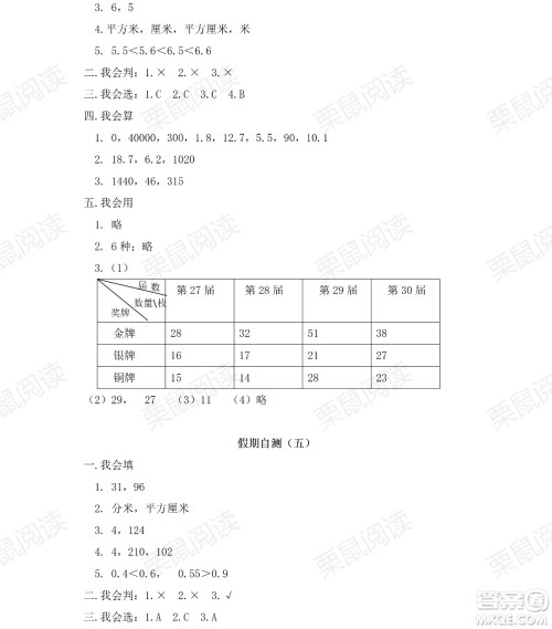 黑龙江少年儿童出版社2021阳光假日暑假三年级数学人教版答案