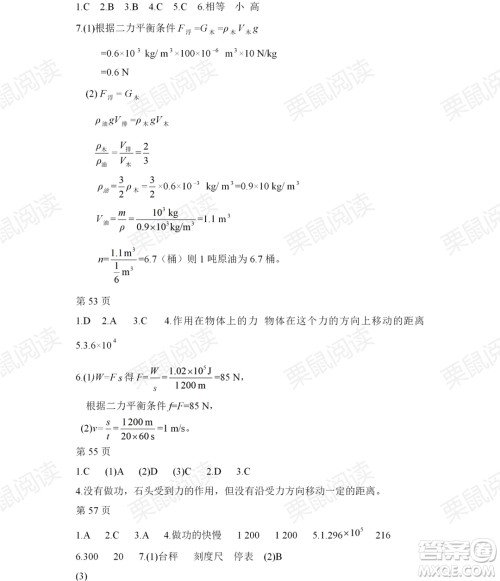 黑龙江少年儿童出版社2021暑假Happy假日五四学制八年级物理鲁科版答案