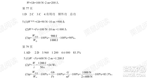 黑龙江少年儿童出版社2021暑假Happy假日五四学制八年级物理鲁科版答案