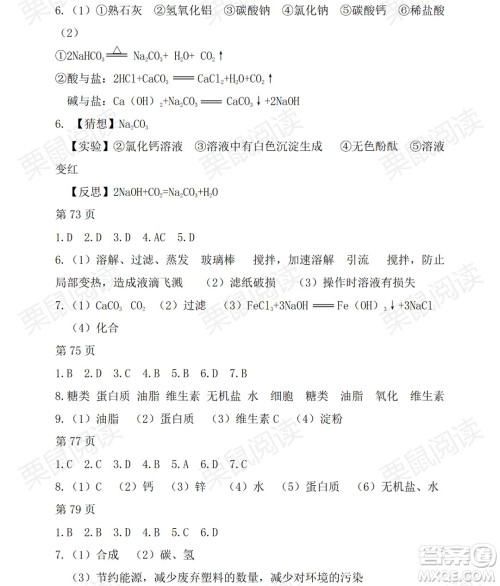 黑龙江少年儿童出版社2021暑假Happy假日五四学制八年级理科答案