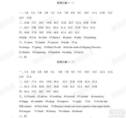 黑龙江少年儿童出版社2021暑假Happy假日九年级英语人教版答案