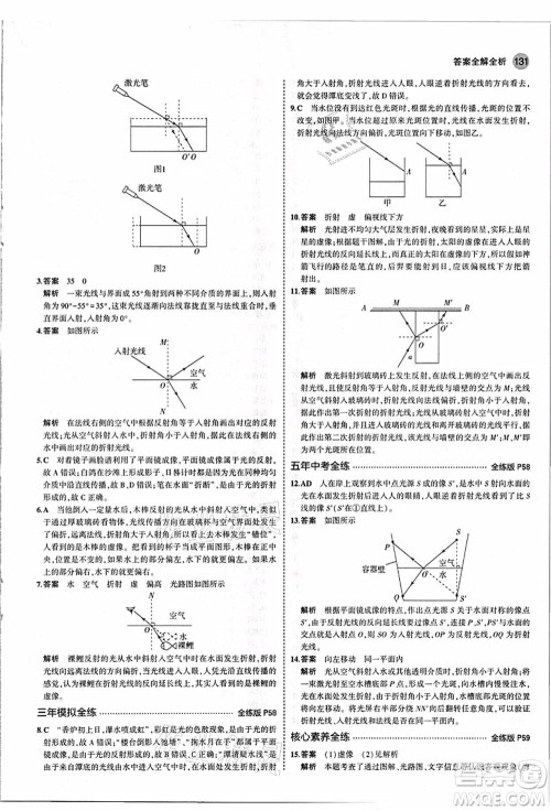 教育科学出版社2021秋5年中考3年模拟八年级物理上册人教版答案 教育科学出版社2021秋5年中考3年模拟八年级物理上册人教版答案