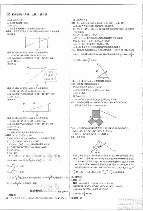 教育科学出版社2021秋5年中考3年模拟八年级数学上册苏科版答案