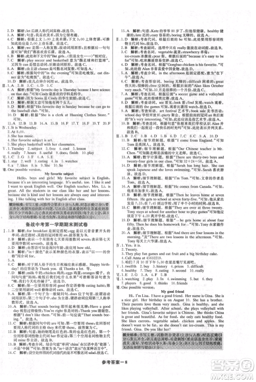 北京教育出版社2021年1+1轻巧夺冠优化训练七年级上册英语人教版参考答案