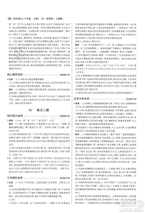 教育科学出版社2021秋5年中考3年模拟八年级语文上册人教版五四学制答案 教育科学出版社2021秋5年中考3年模拟八年级语文上册人教版五四学制答案