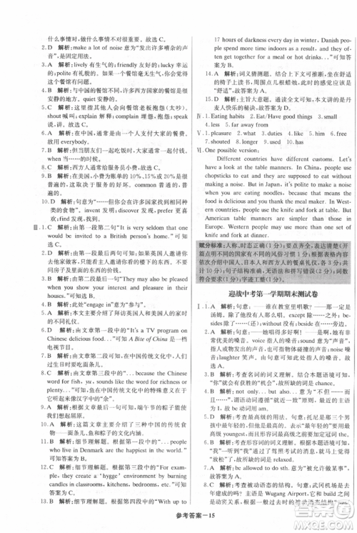 北京教育出版社2021年1+1轻巧夺冠优化训练九年级上册英语人教版参考答案