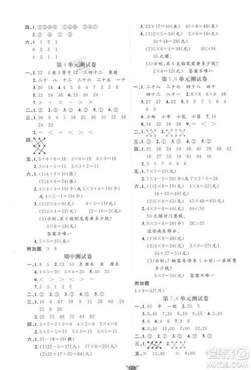 新疆青少年出版社2021秋原创新课堂二年级数学上册RJ人教版答案 新疆青少年出版社2021秋原创新课堂二年级数学上册RJ人教版答案