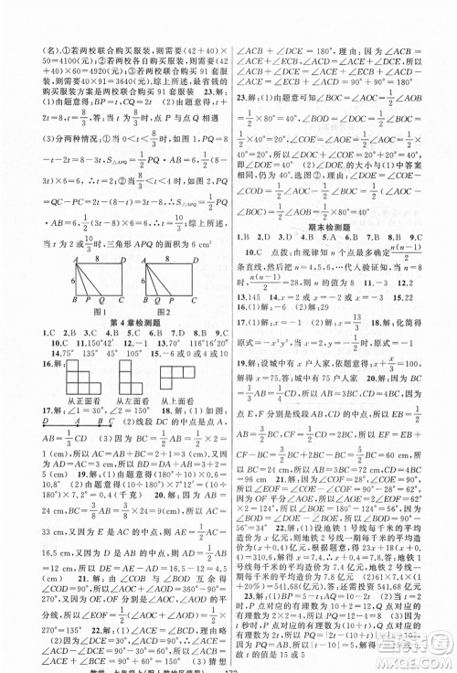 新疆青少年出版社2021秋原创新课堂七年级数学上册人教版答案