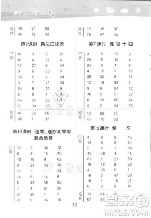 地质出版社2021秋季小儿郎小学口算大通关数学二年级上册苏教版答案 地质出版社2021秋季小儿郎小学口算大通关数学二年级上册苏教版答案