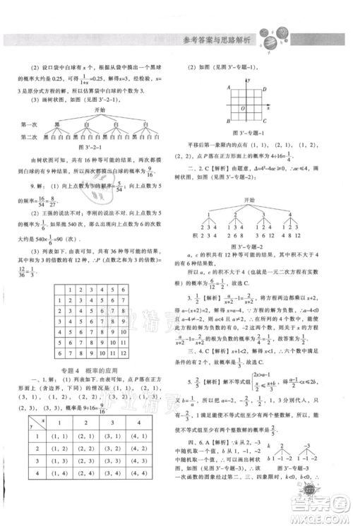 辽宁教育出版社2021尖子生题库九年级上册数学北师大版参考答案 辽宁教育出版社2021尖子生题库九年级上册数学北师大版参考答案