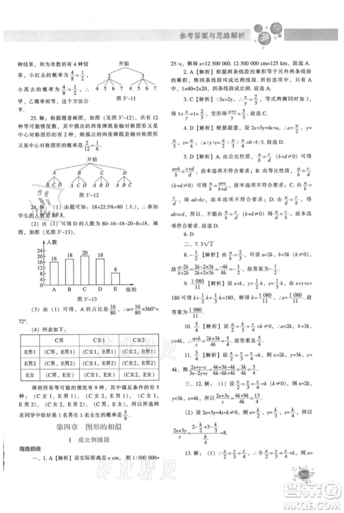 辽宁教育出版社2021尖子生题库九年级上册数学北师大版参考答案 辽宁教育出版社2021尖子生题库九年级上册数学北师大版参考答案
