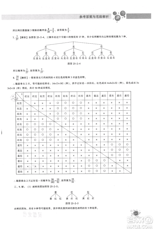 辽宁教育出版社2021尖子生题库九年级上册数学人教版参考答案